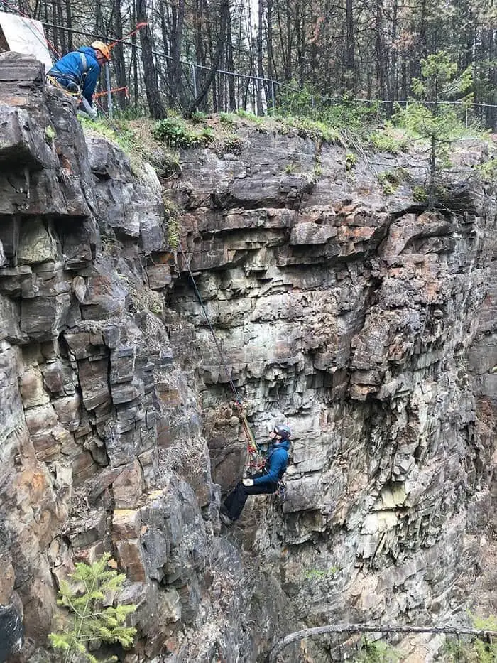 Two Fernie SAR members in the field during a training exercise
